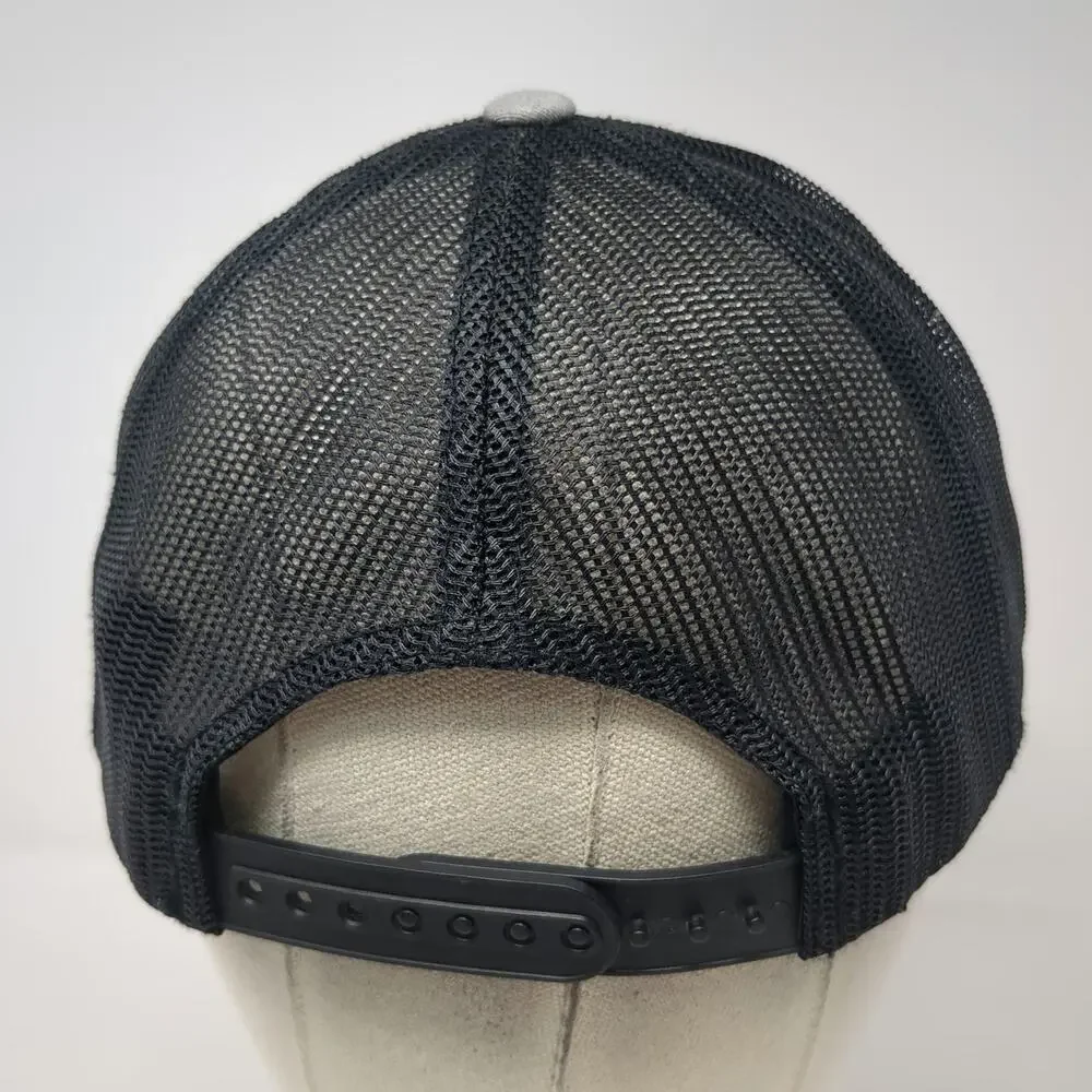 Sport-Tek Trucker Hat Gray One Size Mesh Snapback Thin Yellow Line American Flag